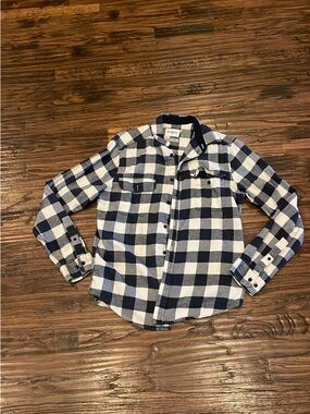 Goodfellow & Co Navy and White Plaid Button-Down Shirt